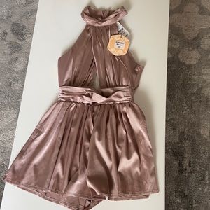 NWT Lilac LF Satin romper with cutouts